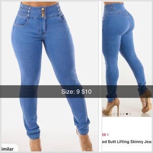 High-Waisted Blue Skinny Jeans